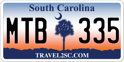 SC license plate MTB335