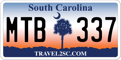 SC license plate MTB337