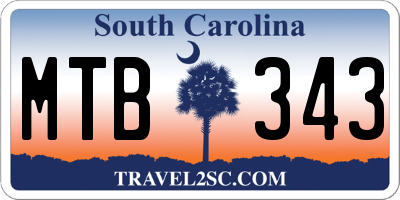 SC license plate MTB343
