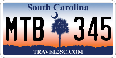 SC license plate MTB345