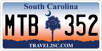 SC license plate MTB352