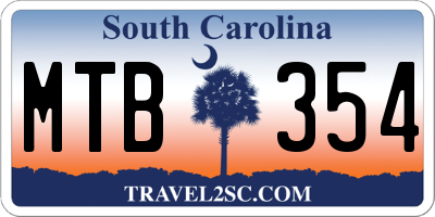 SC license plate MTB354