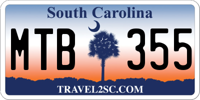 SC license plate MTB355