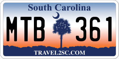 SC license plate MTB361