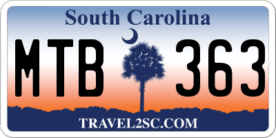 SC license plate MTB363
