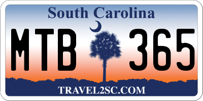 SC license plate MTB365