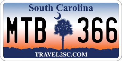 SC license plate MTB366