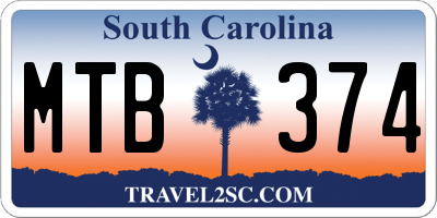 SC license plate MTB374