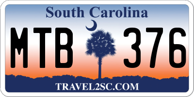 SC license plate MTB376
