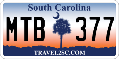 SC license plate MTB377