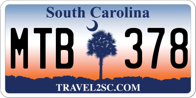 SC license plate MTB378