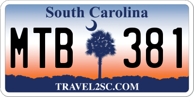 SC license plate MTB381