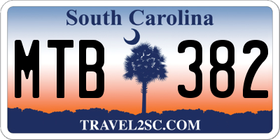 SC license plate MTB382