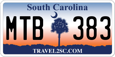 SC license plate MTB383
