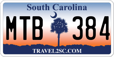 SC license plate MTB384