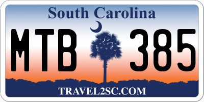 SC license plate MTB385