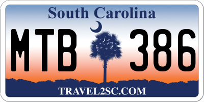 SC license plate MTB386