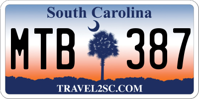 SC license plate MTB387