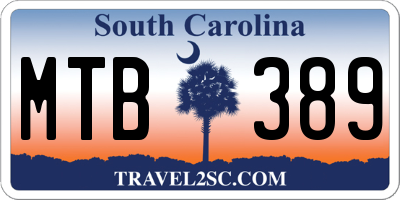 SC license plate MTB389