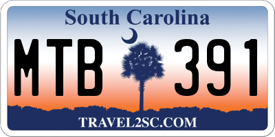 SC license plate MTB391
