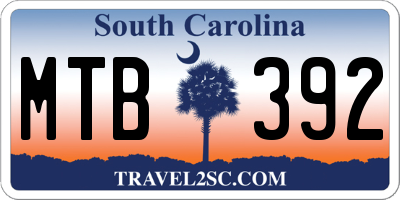 SC license plate MTB392