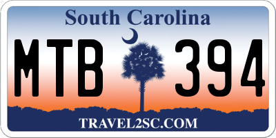 SC license plate MTB394