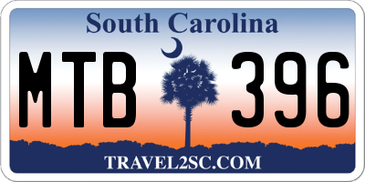 SC license plate MTB396