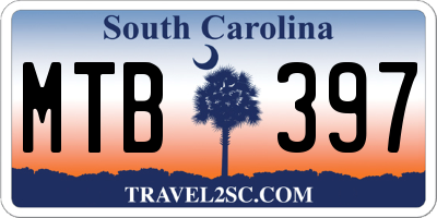 SC license plate MTB397