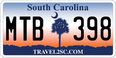 SC license plate MTB398