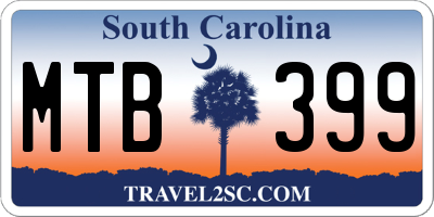 SC license plate MTB399