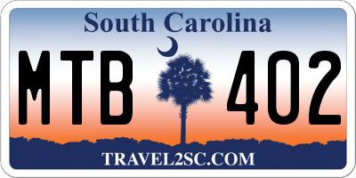 SC license plate MTB402