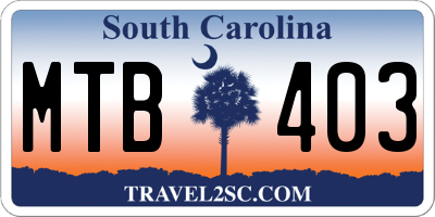 SC license plate MTB403
