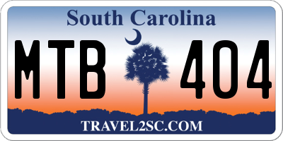 SC license plate MTB404