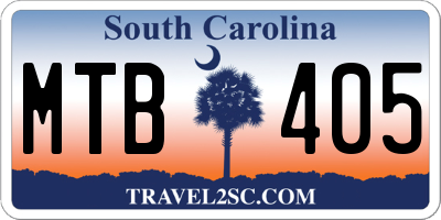 SC license plate MTB405