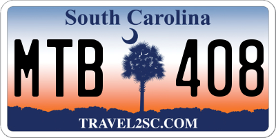 SC license plate MTB408