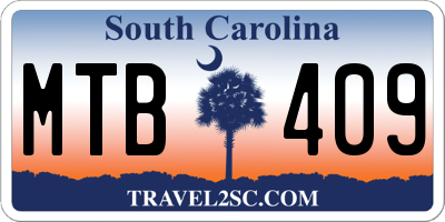 SC license plate MTB409