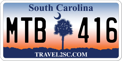 SC license plate MTB416
