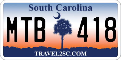 SC license plate MTB418