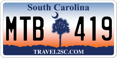 SC license plate MTB419