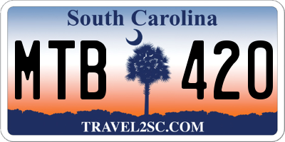 SC license plate MTB420