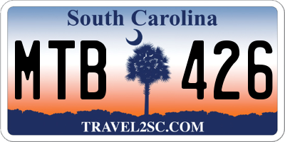 SC license plate MTB426