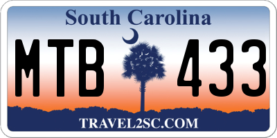 SC license plate MTB433
