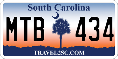SC license plate MTB434