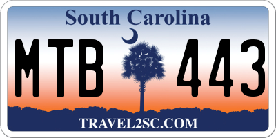 SC license plate MTB443