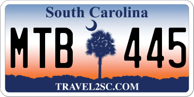 SC license plate MTB445