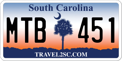 SC license plate MTB451