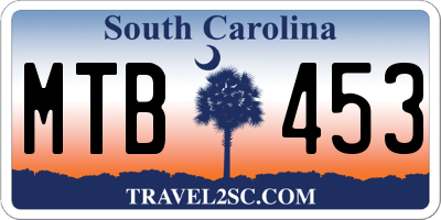SC license plate MTB453