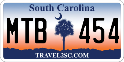 SC license plate MTB454