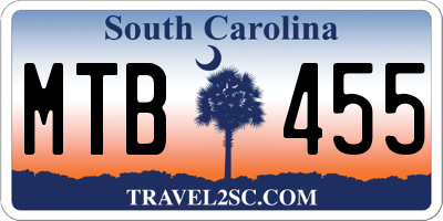 SC license plate MTB455