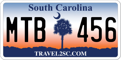 SC license plate MTB456